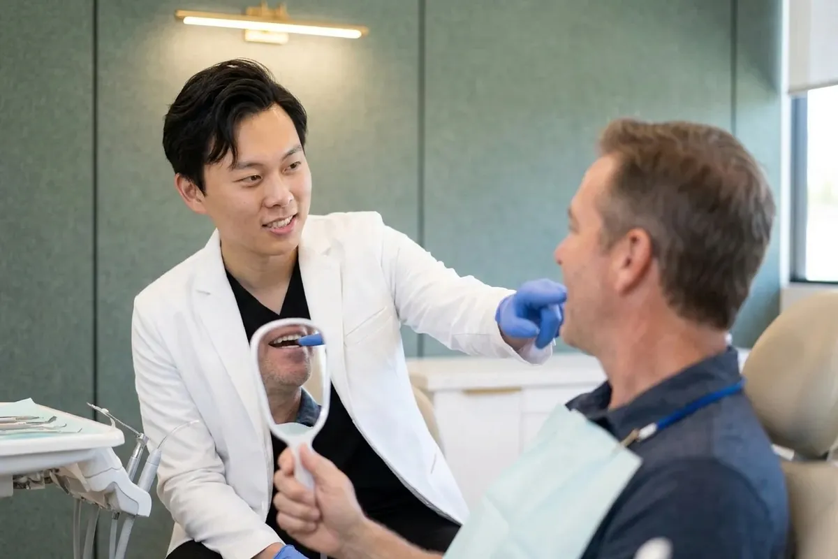 modelo dental y materiales para el tratamiento con flúor en un entorno clínico bien iluminado
